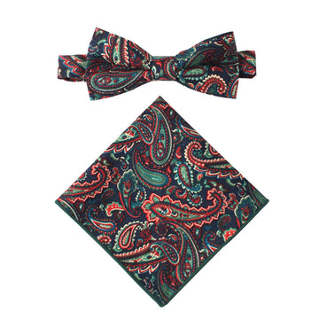 Carpe diem Paisley Cotton Bow Tie & Pocket Square Set