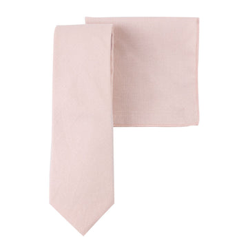 Light Pink Cotton Business Tie & Pocket Square Set