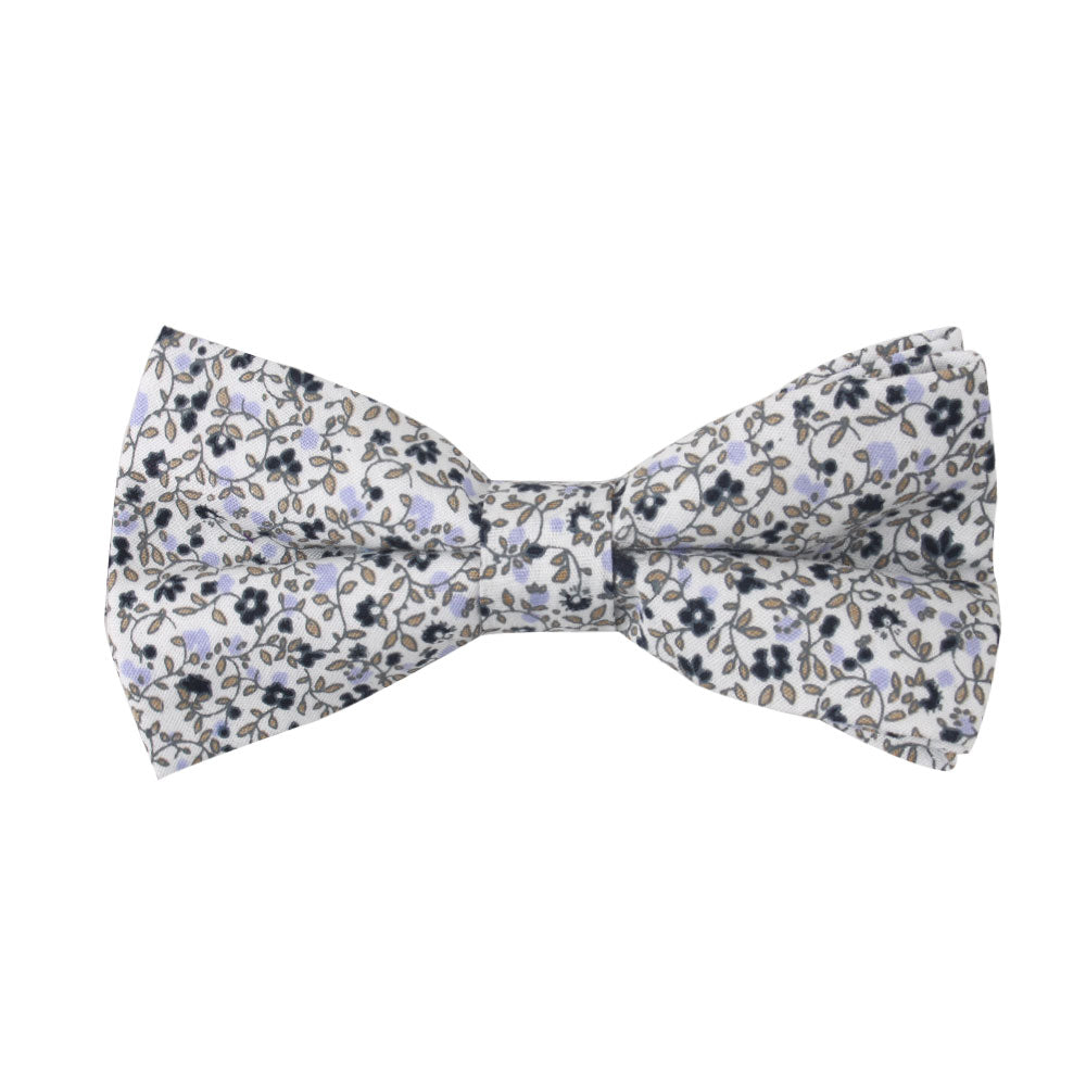 Black Print Floral Cotton Bow Tie & Pocket Square Set