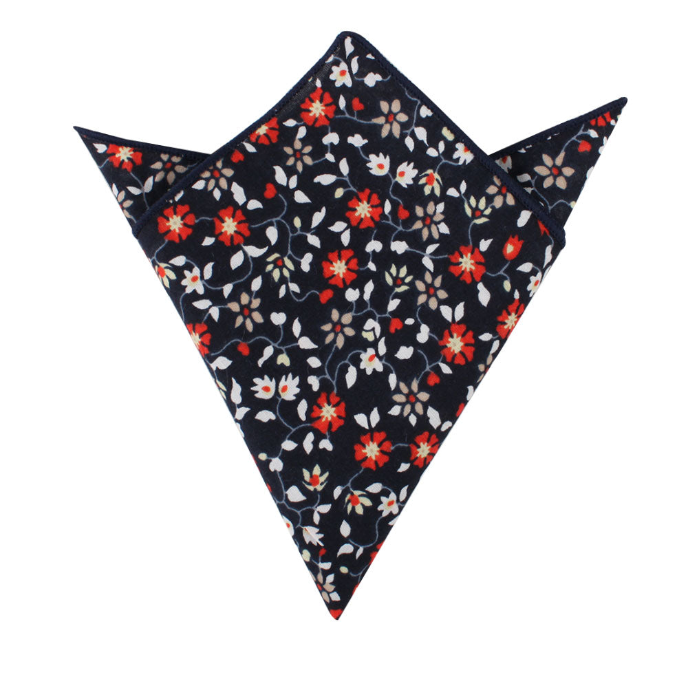Black Red Orange Amaryllis Floral Cotton Bow Tie & Pocket Square