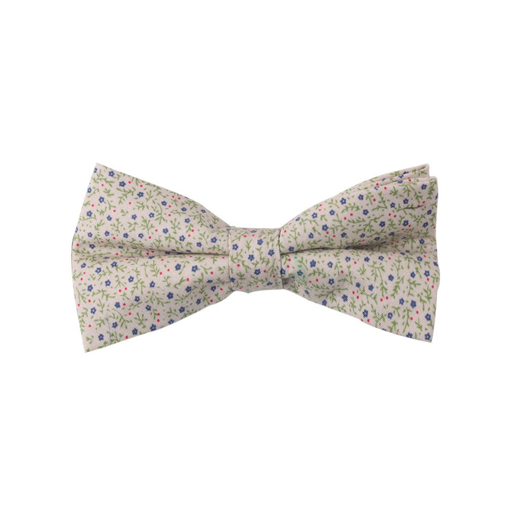 Blue Forget-Me-Nots Floral Cotton Bow Tie & Pocket Square Set