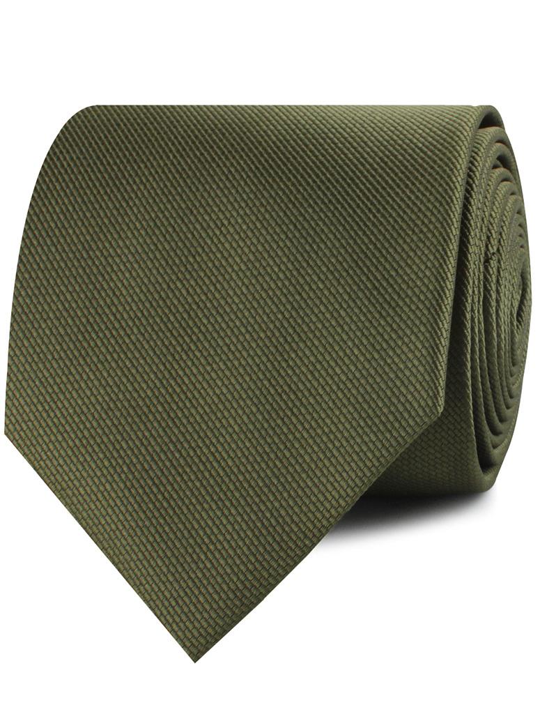 Dark Olive Green Weave Necktie