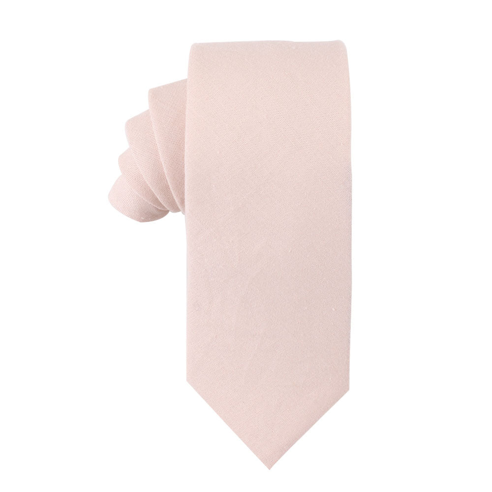 Light Pink Cotton Business Tie & Pocket Square Set
