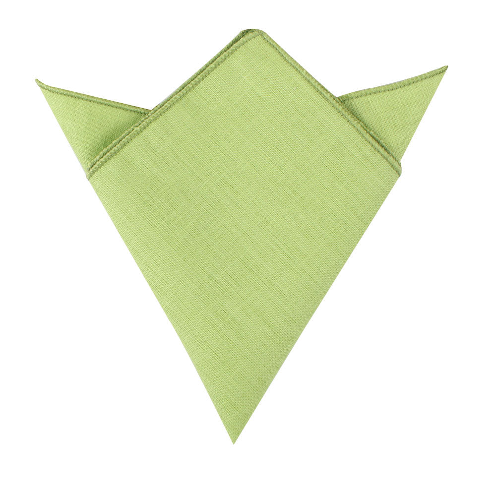 Lime Green Cotton Bow Tie & Pocket Square Set