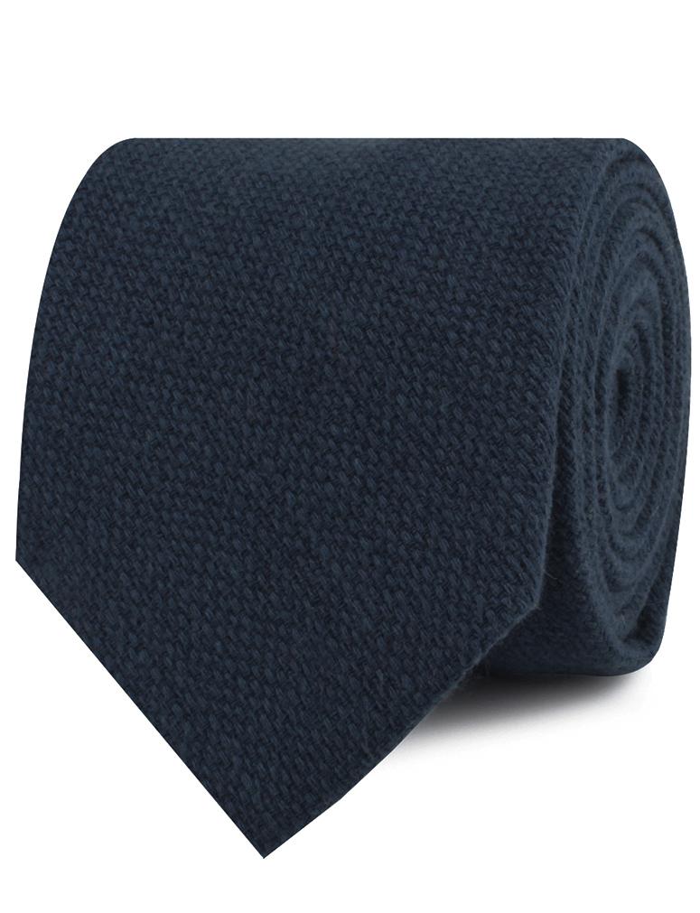 Navy Blue Basket Weave Linen Necktie