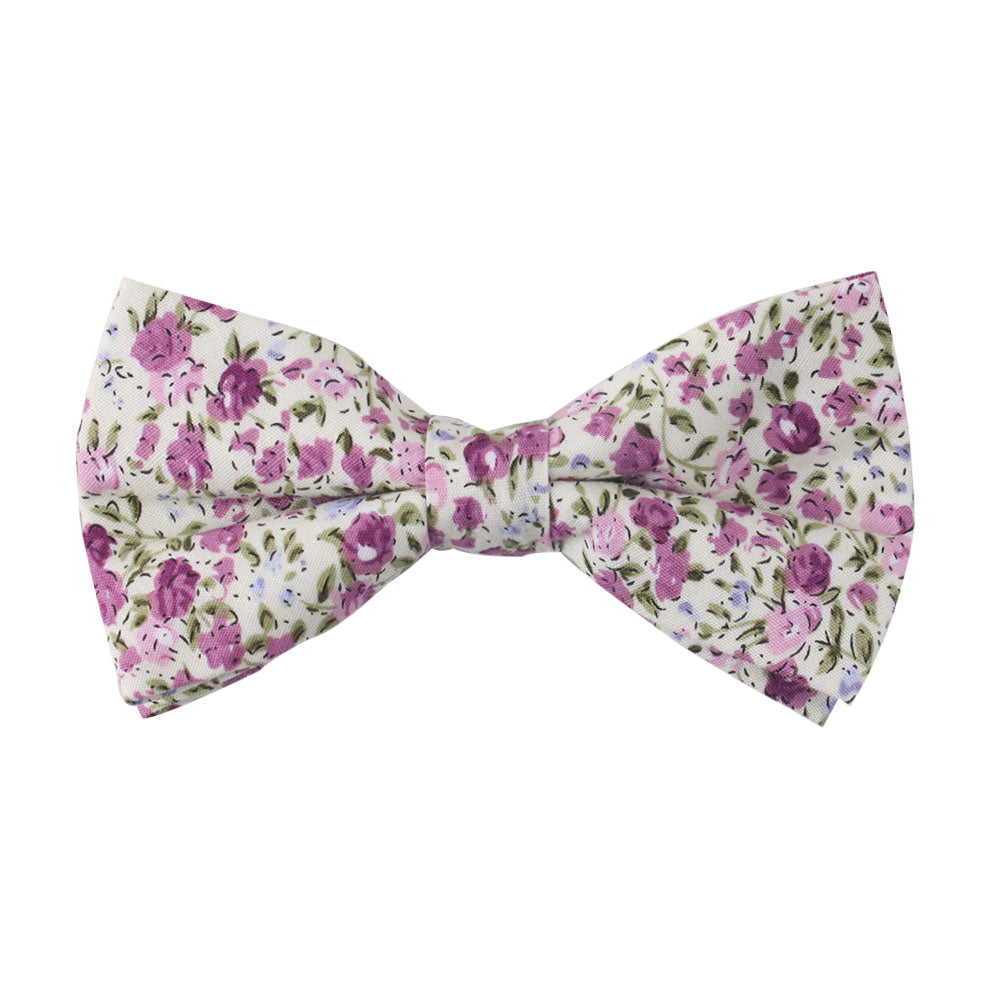 Pink Roses Floral Cotton Bow Tie & Pocket Square Set