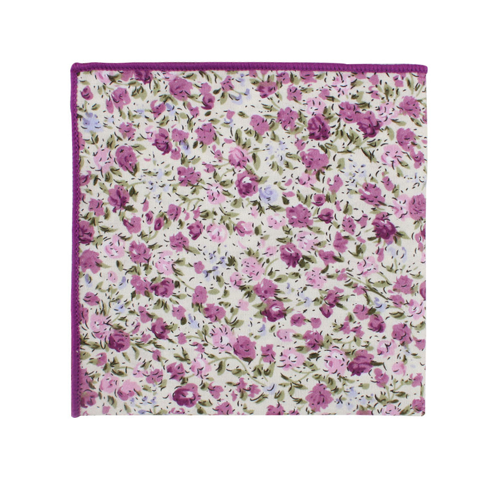 Pink Roses Floral Cotton Bow Tie & Pocket Square Set