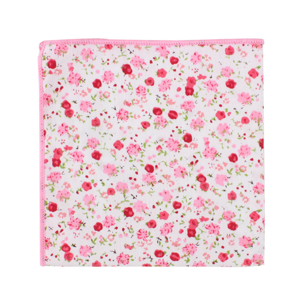 Tonal Pink Azalea Floral Cotton Bow Tie & Pocket Square Set